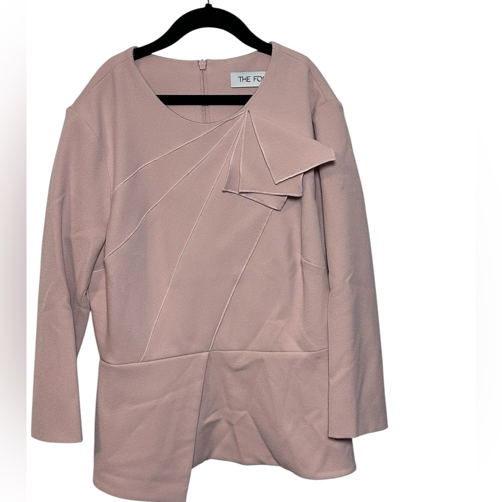 The Fold London Long Sleeve Back Zip Blouse Dusty Pink Size 4 Preppy Classic